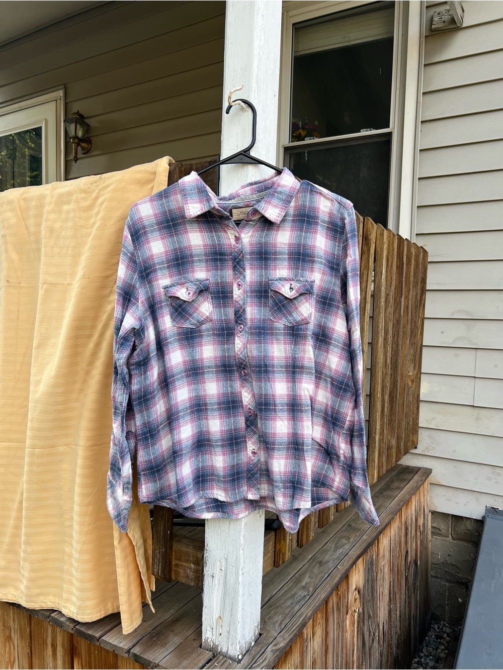 Plaid Button-Up Shirt - Blue & Pink